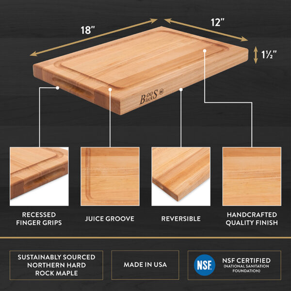 Maple Cutting Boards 1-1/2″ Thick (R-Board Series) - John Boos & Co