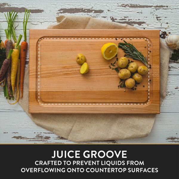 Maple RAFR Cutting Board With Juice Groove & Metal Handles 2-1/4 Thick  (Handle Boards)