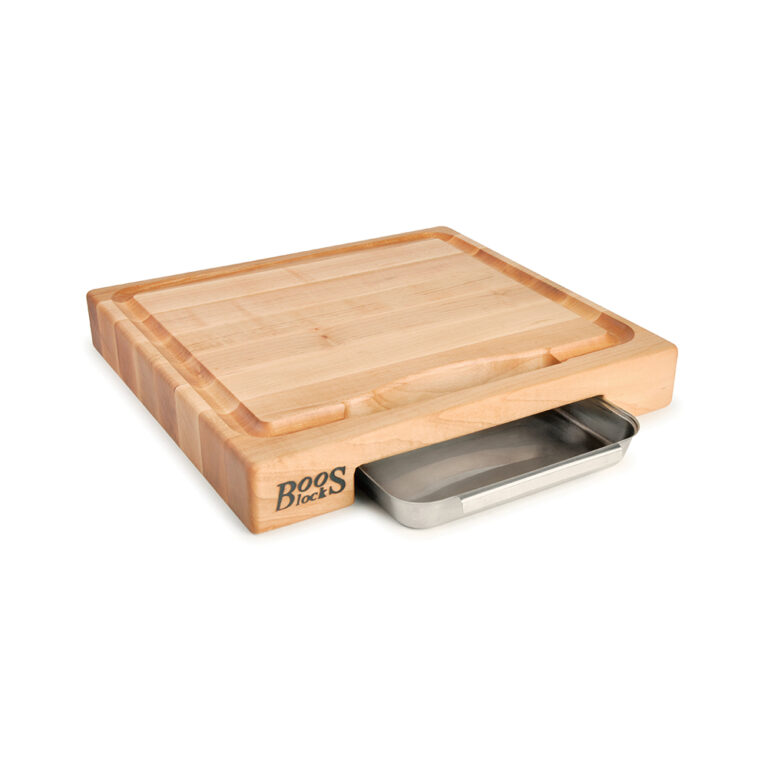 Maple Newton Prep Master Cutting Board With Juice Groove And Stainless Pan Prep Master Series 