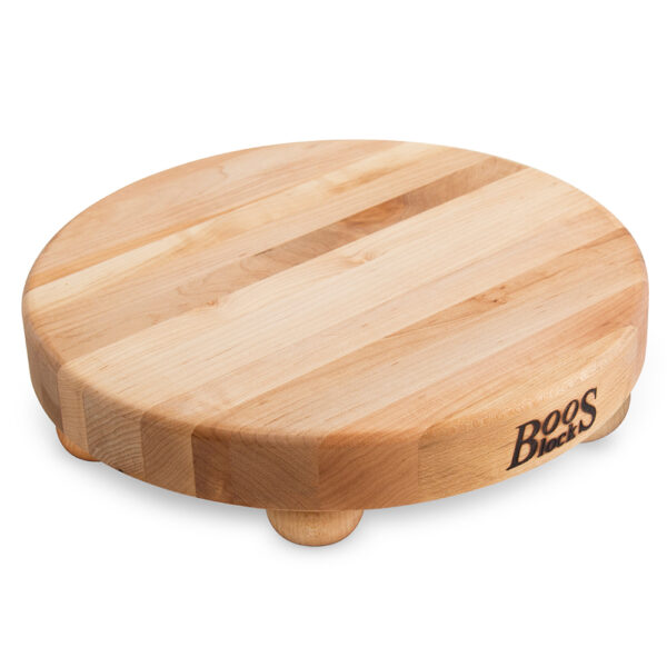 Maple Round Chopping Block with Metal Handles 3″ Thick (Handle Boards) -  John Boos & Co
