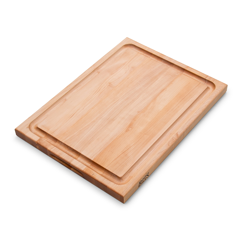 Large Cutting Board & Professional Heavy Duty Butcher Block w/Juice Groove Handle, Pre Oiled, L 16 x 12 inch